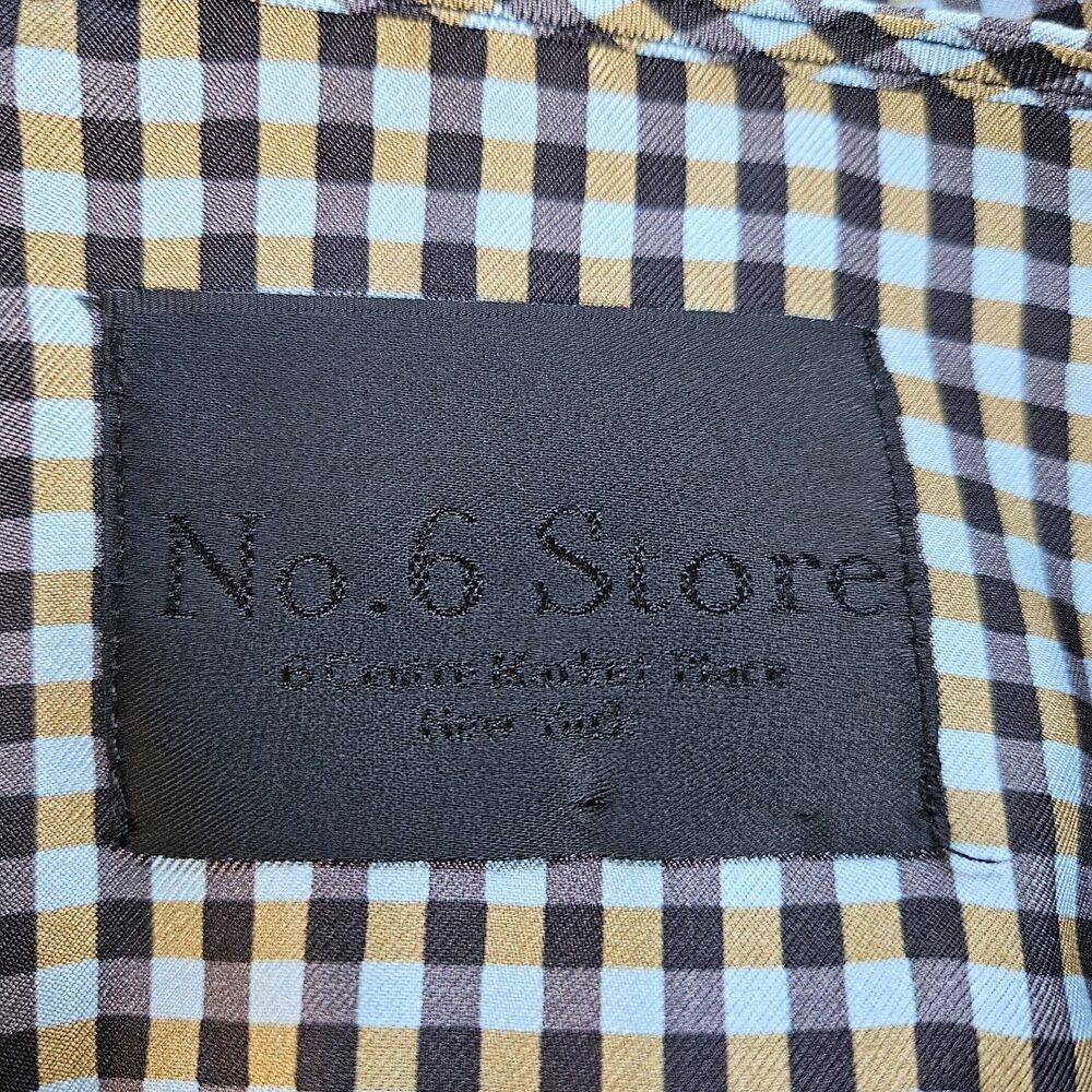No. 6 Store 100% Silk Turin Top Blouse Large Gingham Check 3/4 Sleeve Button Up - Picture 8 of 9